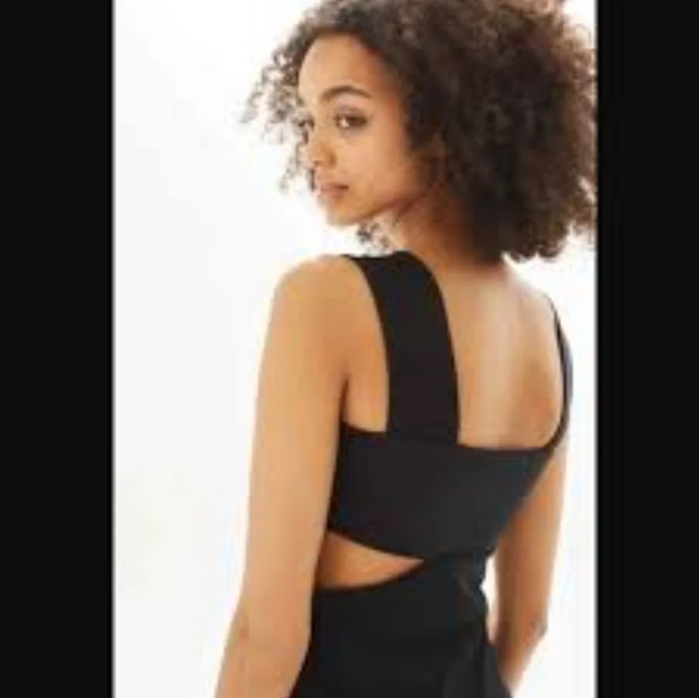 Topshop Wide Strap Cutout Black Midi Dress